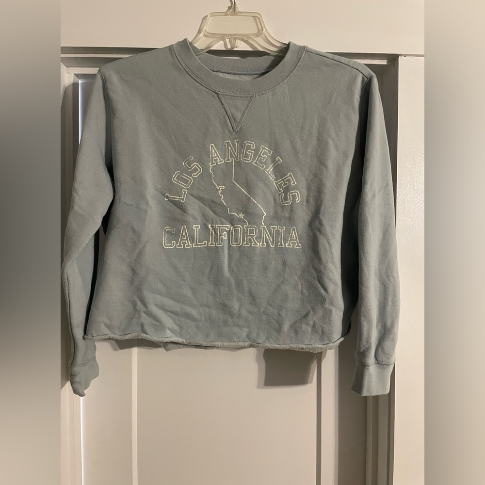 Denim & Supply Ralph Lauren Light Blue Cropped Crew Neck Sweatshirt